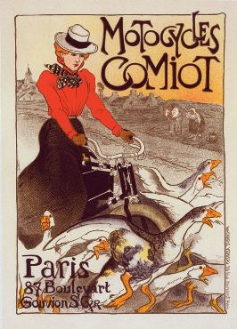 Pictured is an 1899 poster printed for Motocycles Comiot.  Boy, I sure wish I had one one these!  A real rarity...